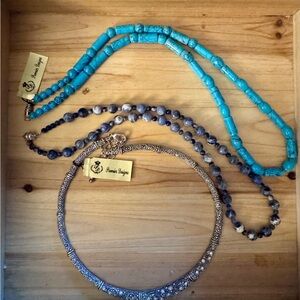 Premier Designs Blue and Silver Necklace Trio